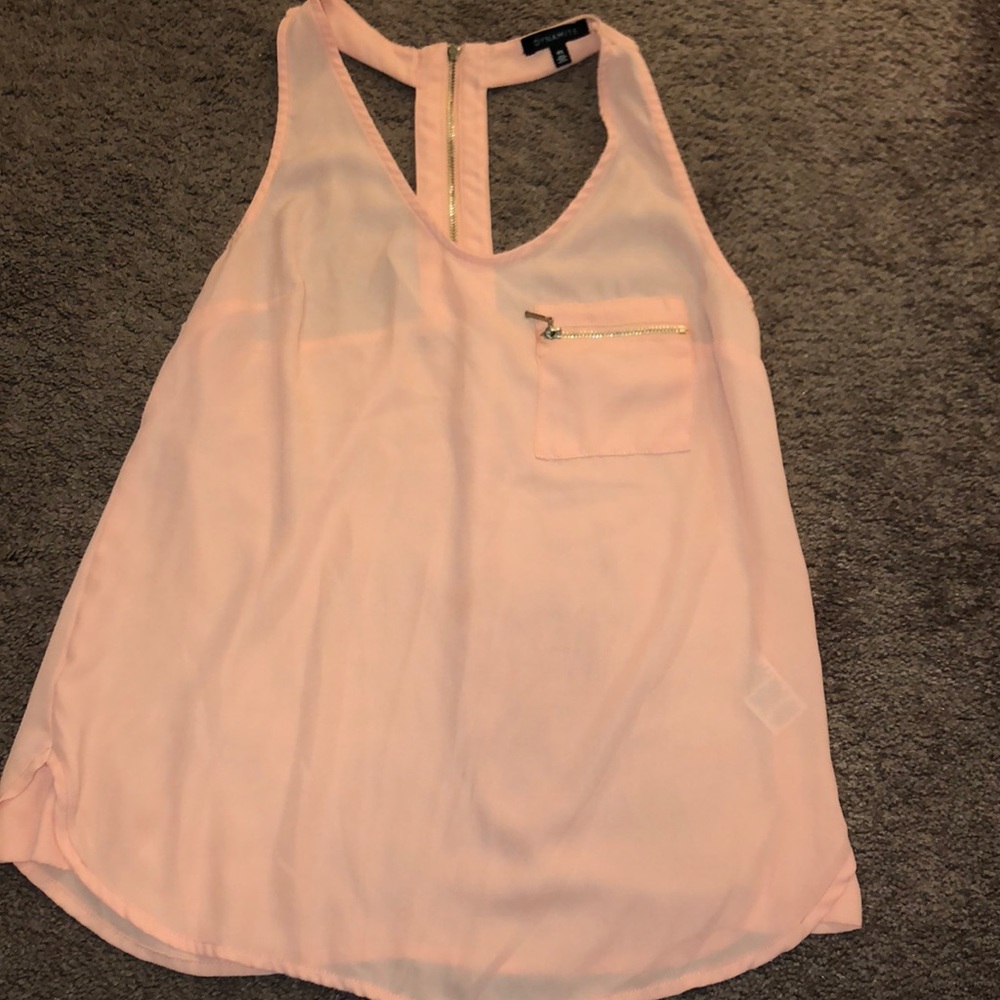 Beautiful peach zipper racer back blouse